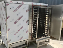 陕西厨房设备厂家告诉你隧道式大型推车蒸柜的特点